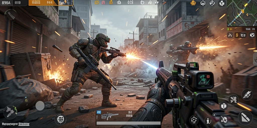 Tangkapan layar 898A menampilkan aksi seru dalam gameplay FPS.