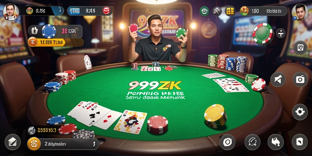 Tampilan gameplay Poker yang mengasah strategi dan keterampilan.
