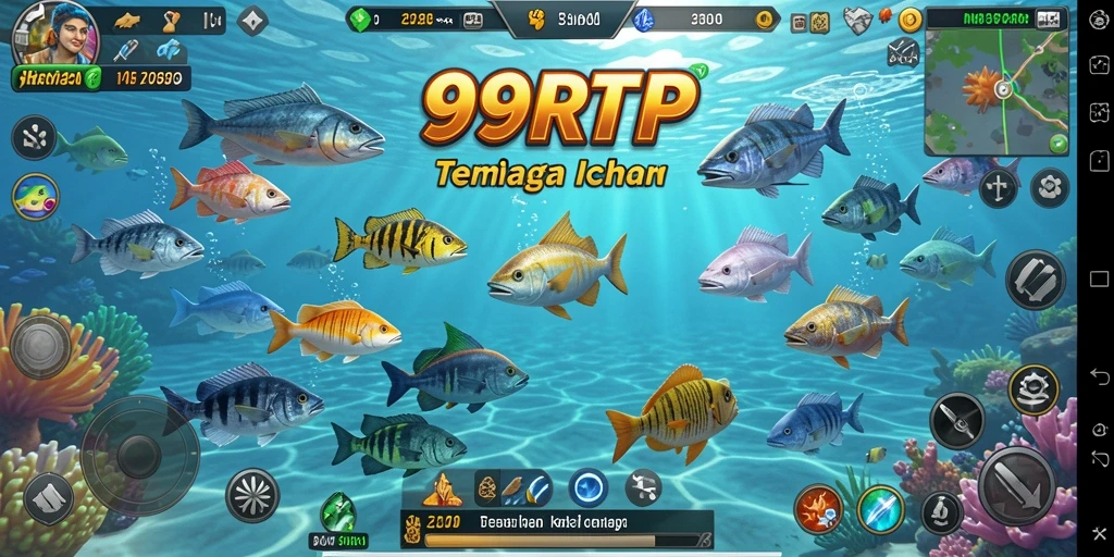 Tangkapan ikan yang berwarna-warni dalam gameplay Tembak Ikan.