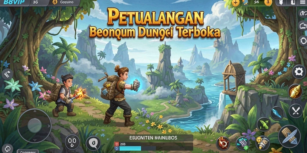 Screenshot menunjukkan petualangan mendebarkan di dunia Open World B8VIP.