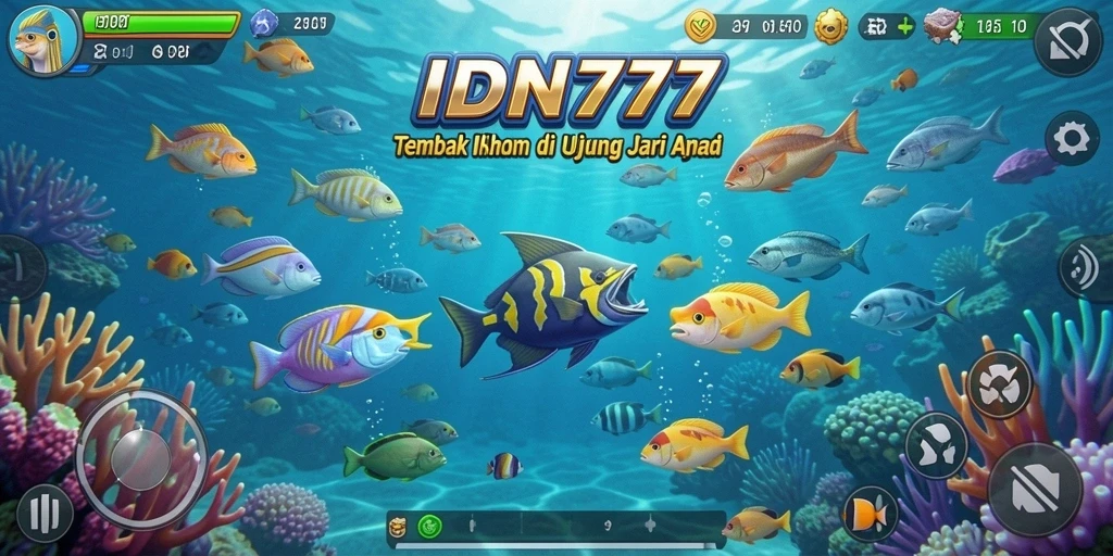Tangkapan layar menampilkan aksi seru dalam permainan Tembak Ikan.