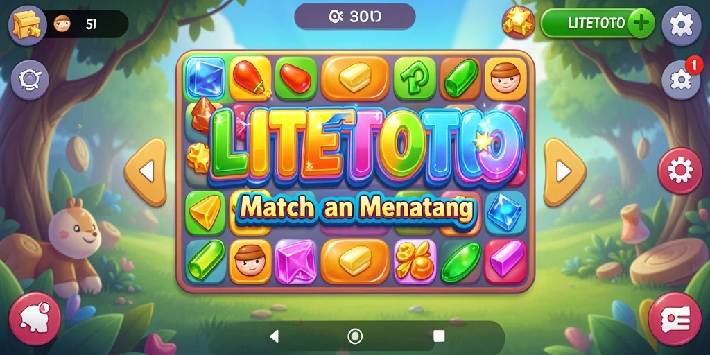 Tangkapan layar utama LITETOTO yang menampilkan gameplay Match-3 yang menarik.