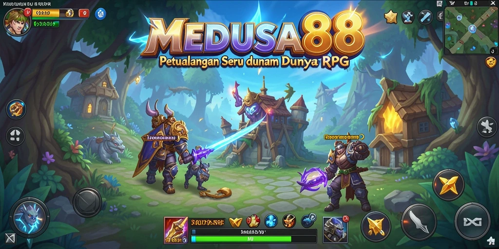 Gameplay menakjubkan di MEDUSA88 dengan karakter dan pertempuran RPG.