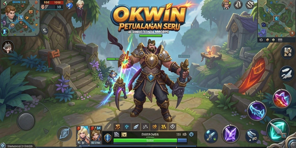 Tampilan permainan OKWIN menyuguhkan pertarungan seru dalam dunia MMORPG.