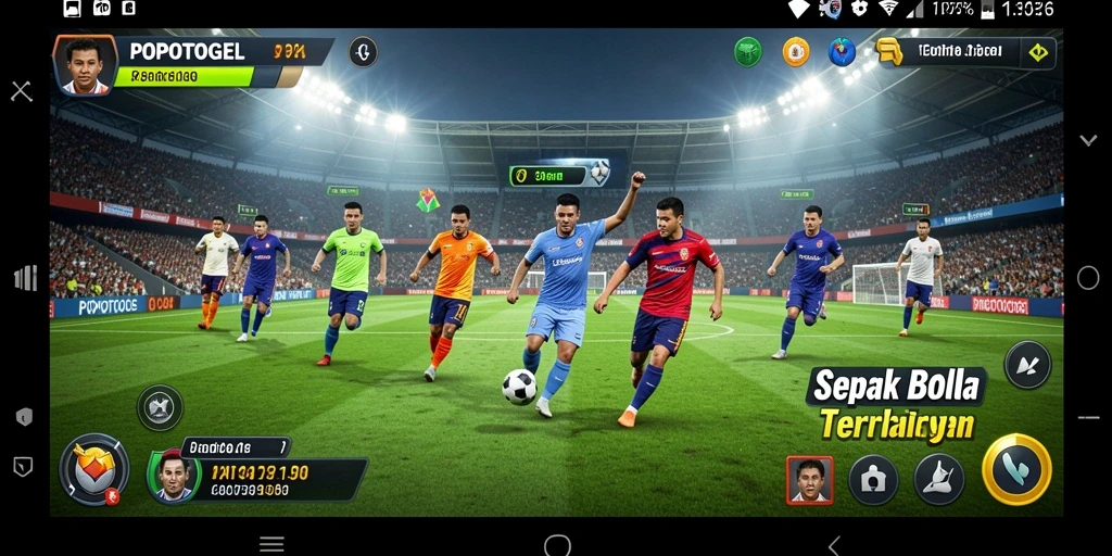 Tampilan gameplay seru dalam game sepak bola POPOTOGEL.