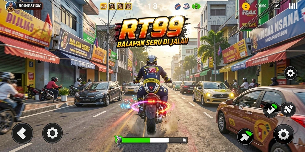 Gameplay balapan yang mendebarkan dan penuh aksi di RT99.