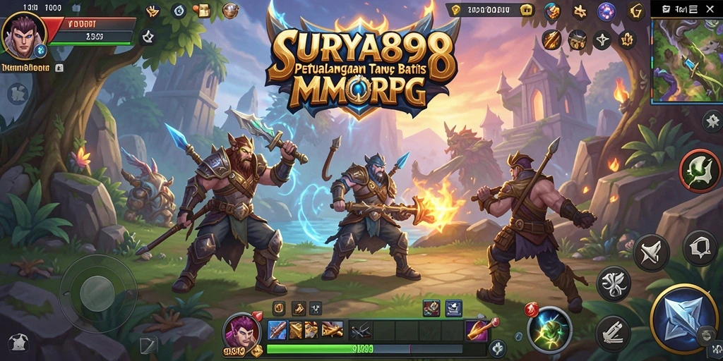 Screenshot utama SURYA898 menunjukkan aksi pertarungan di dunia MMORPG yang menakjubkan.