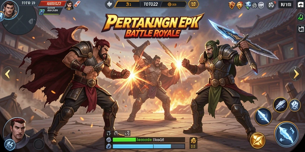 Screenshot gameplay TOTO22 yang menunjukkan pertarungan seru di Battle Royale.